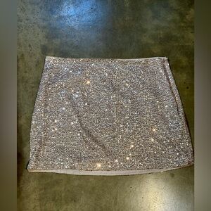 Banana Republic Sparkling Champagne Rose Mini Skirt Size 16